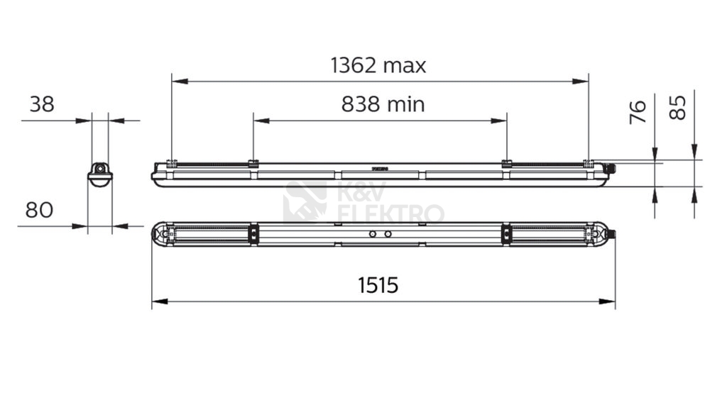 Obrázek produktu Zářivka LED Philips WT120C LED60S/840 PSU L1500 47W 6000lm 4000K neutrální bílá IP65 1