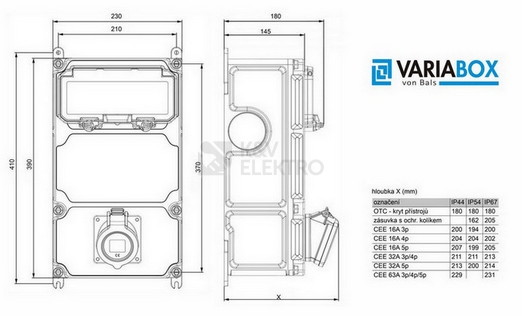 Obrázek produktu Zásuvková skříň nástěnná VARIABOX SC 53 060 VB.01 jištěná s chráničem 5