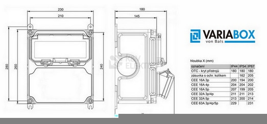 Obrázek produktu Zásuvková skříň VARIABOX SC 51 022 VB.01 jištěná s chráničem 5