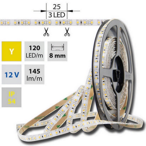 LED pásek McLED žlutá 9,6W/m 12V š=8mm IP20 ML-121.233.10.0  (5m)