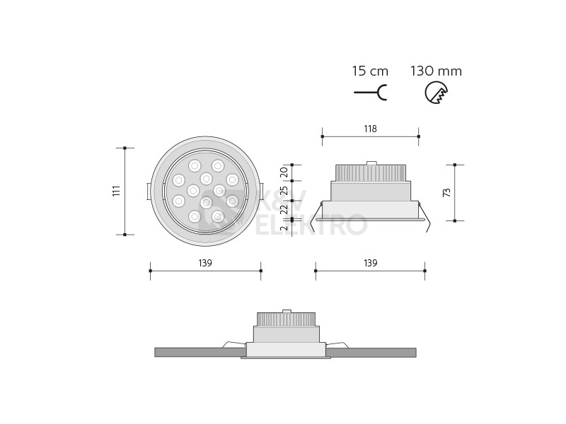 Obrázek produktu Podhledové LED svítidlo Panlux KVL-12S/AL studená bílá 3