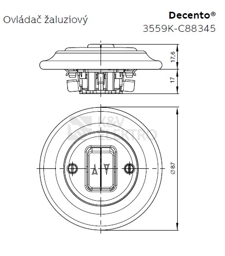 Obrázek produktu ABB Decento žaluziové tlačítko bílá-porcelán 3559K-C88345 2