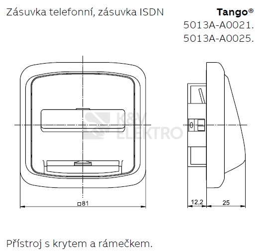 Obrázek produktu ABB Tango kryt zásuvky telefonní dvojnásobné (pro přístroj 5013U) hnědá 5013A-A00215 H 1