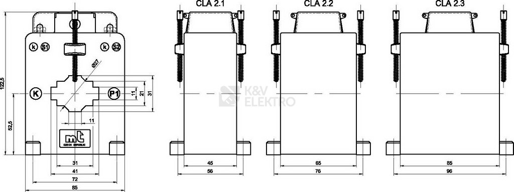 Obrázek produktu MER.TRAFO CLA 2.1-500/5A-10VA-0,5 1