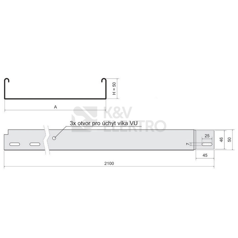 Obrázek produktu Kabelový žlab s integrovanou spojkou KOPOS Mars NKZIN 50X62X0.70 S (2m) 2