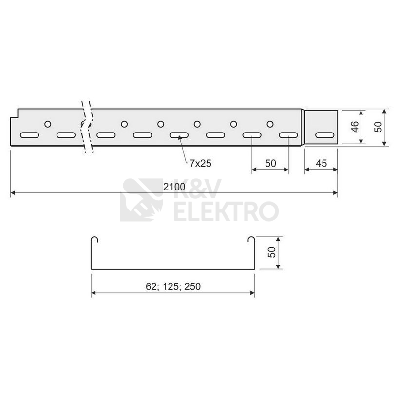 Obrázek produktu Kabelový žlab s integrovanou spojkou KOPOS Mars NKZI 50X125X0,70 S (2m) 3