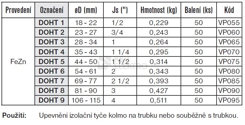 Obrázek produktu Držák oddáleného hromosvodu TREMIS DOHT 6 54-61mm 2" VP080 2