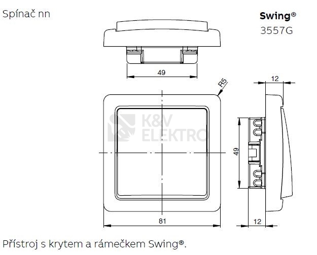 Obrázek produktu ABB Swing (L) žaluziové tlačítko krémová 3557G-A88340 C1 2