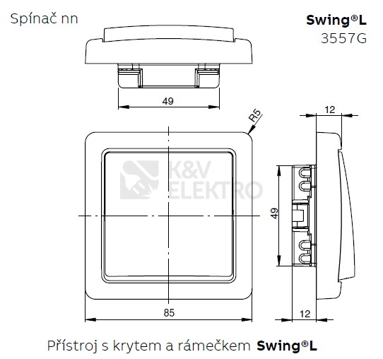 Obrázek produktu ABB Swing (L) žaluziové tlačítko krémová 3557G-A88340 C1 3