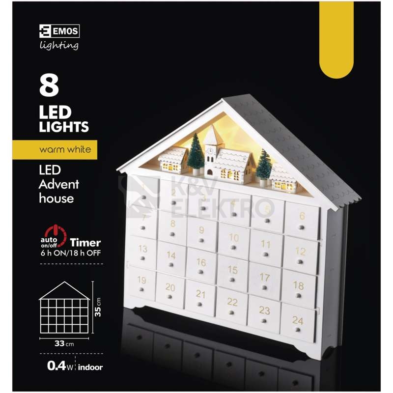 Obrázek produktu  LED adventní kalendář EMOS DCWW02 ZY2316 2xAA vnitřní použití teplá bílá 3