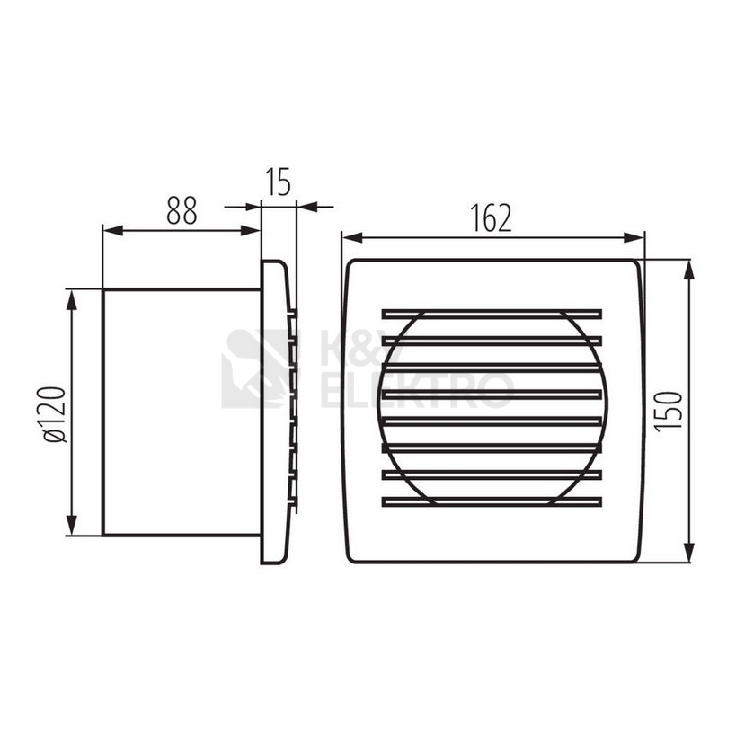 Obrázek produktu Axiální koupelnový ventilátor Kanlux CYKLON EOL120HT 70941 s časovým doběhem a hygrostatem 1