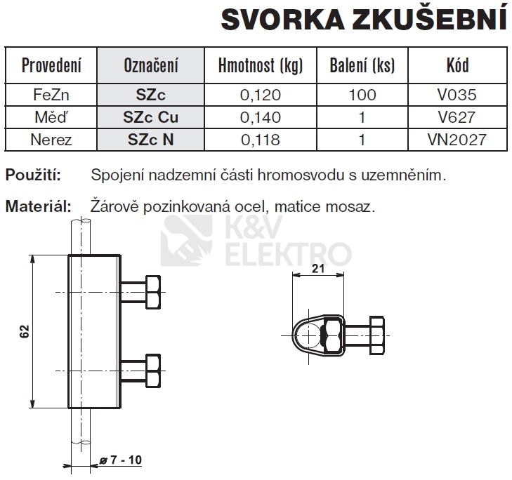 Obrázek produktu Svorka zkušební nerez SZc N TREMIS VN2027 1