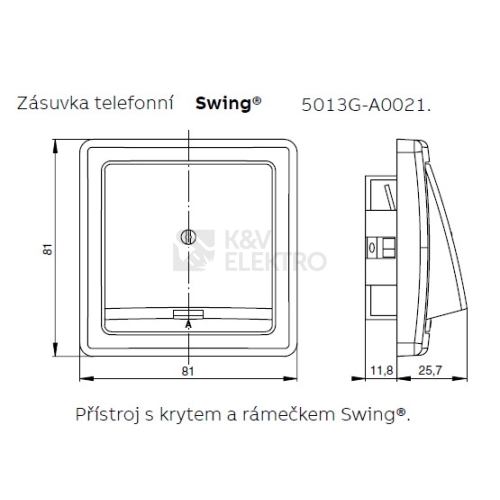 ABB Swing (L) kryt zásuvky telefonní jasně bílá 5013G-A00213 B1