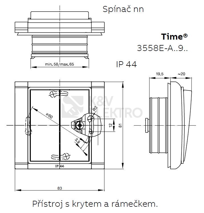 Obrázek produktu ABB Element vypínač č.6 IP44 agáve ledová bílá 3558E-A06940 22 3