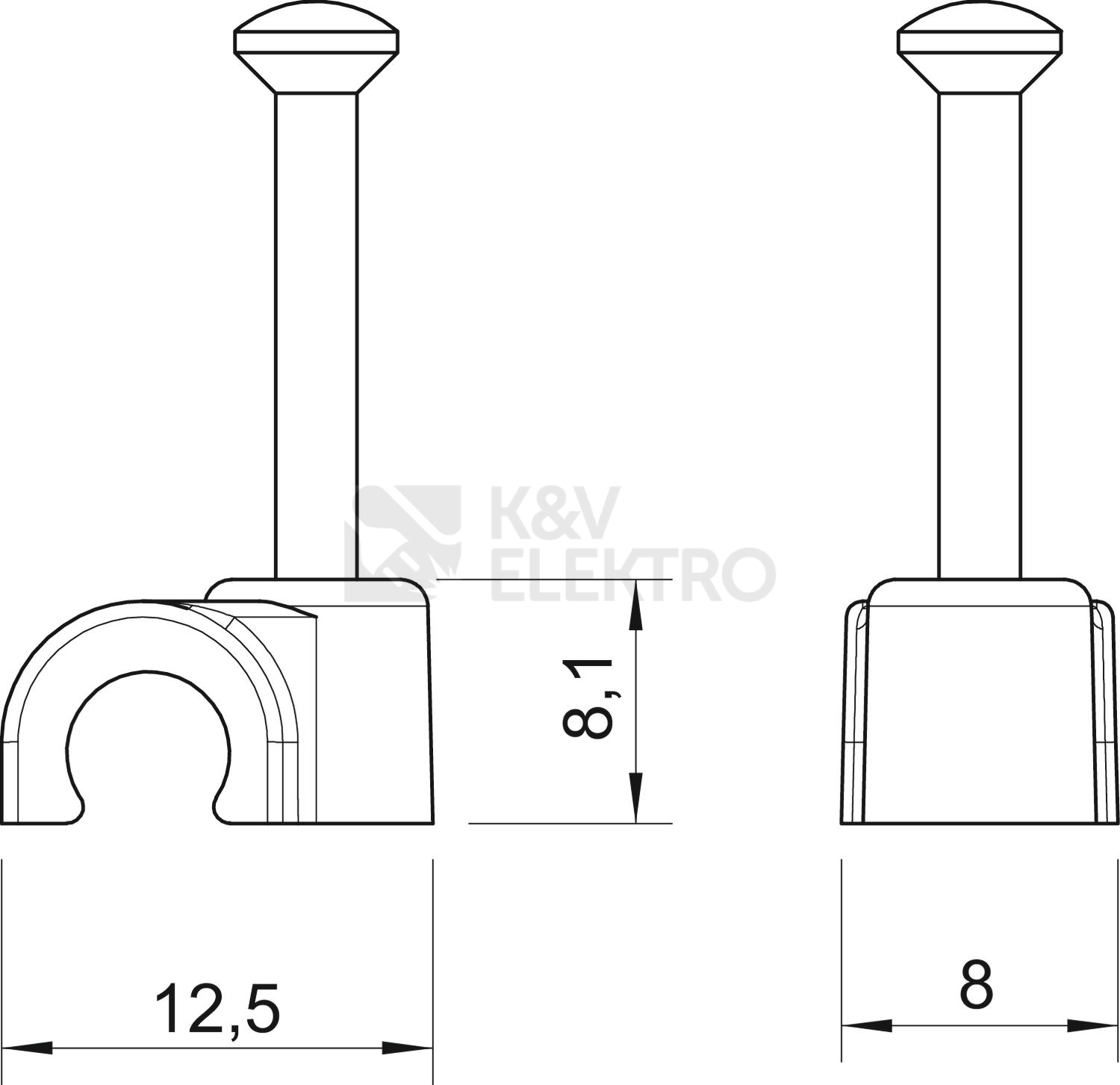 Obrázek produktu Kabelová příchytka OBO 2006 25 RW d=6mm L25 bílá 2225417 (100ks) 3