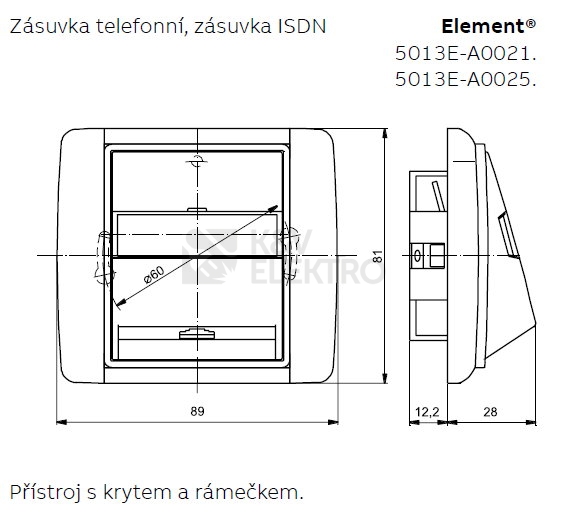 Obrázek produktu ABB Element,Time kryt zásuvky telefonní bílá/ledová bílá 5013E-A00215 01 2