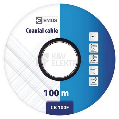 Obrázek produktu Koaxiální kabel bílý CB100F EMOS S5141 metráž 3