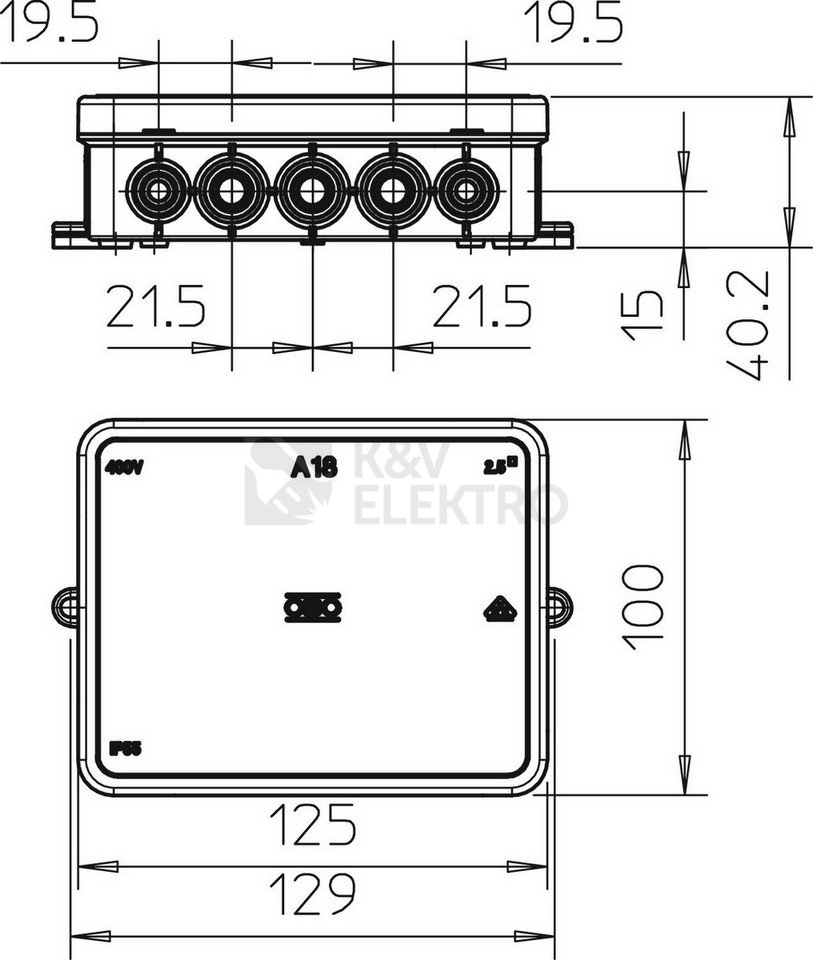 Obrázek produktu Krabice OBO A18 IP55 125x100x40 2000410 2