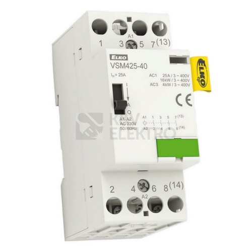 Instalační stykač Elko EP VSM425-40 4x25A 24VAC s manuálním ovládáním 209970700069