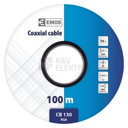 Obrázek produktu Koaxiální kabel bílý CB130 EMOS S5381 metráž 3