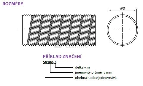 Obrázek produktu Ohebné ventilační potrubí SEMIVAC 100/3m 2