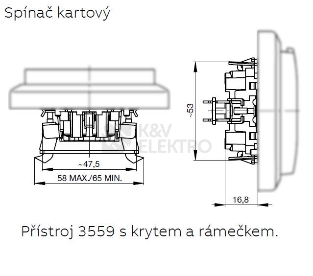 Obrázek produktu ABB vypínač kartový 1/0So 3559-A92445 se svorkou N 2