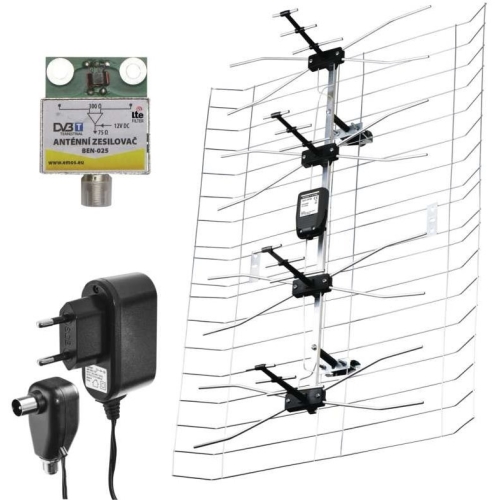 Anténa EMOS EM-025 J0665 25dB DVB-T2 DAB filtr LTE/4G se zdrojem a zesilovačem