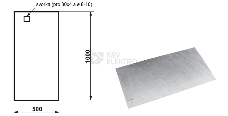 Obrázek produktu Zemnící deska ZD 02 /1000x500/ TREMIS V485 0