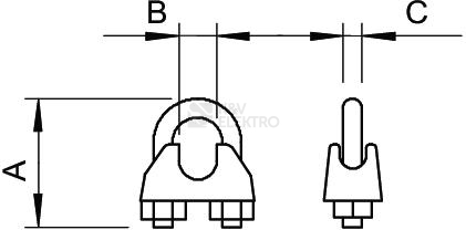 Obrázek produktu Lanová svorka 4-6mm LS6 OBO 5302064 TREMIS Z700 3