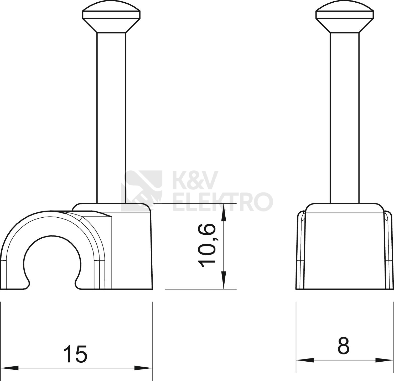 Obrázek produktu  Kabelová příchytka OBO 2008 25 RW d=8mm L25 bílá 2225611 3