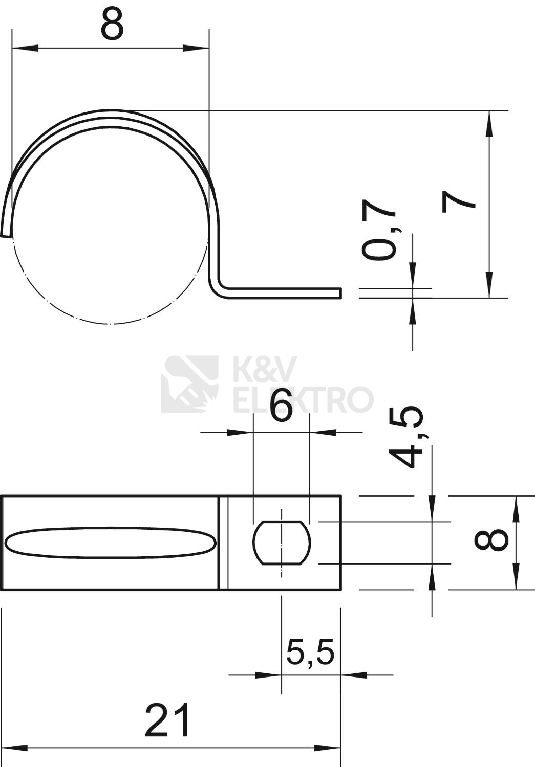 Obrázek produktu  Příchytka OBO 604/8 pozinkovaná jednostranná 8mm 1003089 (100ks) 2