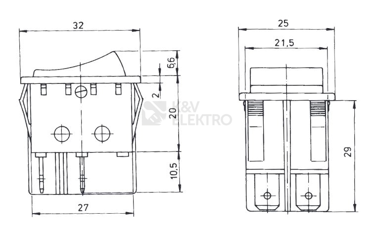 Obrázek produktu Vypínač vestavný 250V/16A 2P zelený podsvícený lightGRN I 4715 1