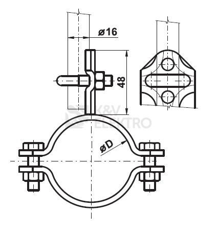 Obrázek produktu Držák oddáleného hromosvodu TREMIS DOHT 1 18-22mm 1/2" VP055 1