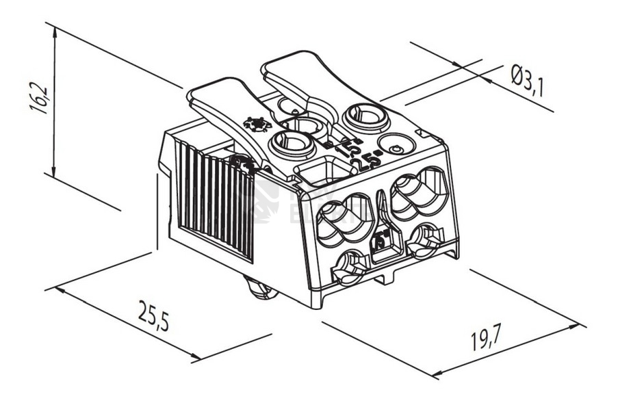 Obrázek produktu  Svorkovnice pro svítidla Electro Terminal SLK 3/2 bez potisku 2-pólová 88167620 1000076 2
