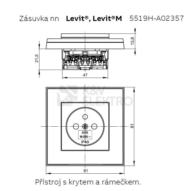 Obrázek produktu ABB Levit zásuvka oranžová/kouřová černá 5519H-A02357 66 s clonkami 1