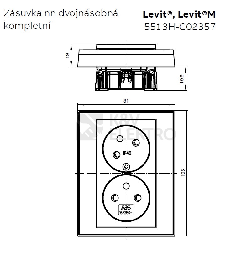 Obrázek produktu ABB Levit dvojzásuvka oranžová/kouřová 5513H-C02357 66 1