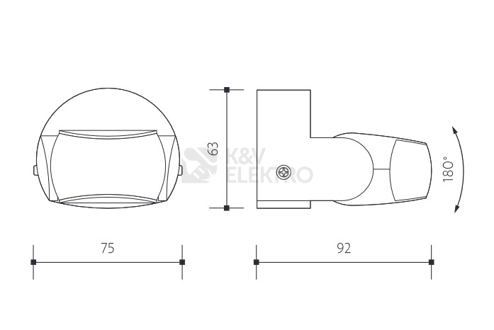 Obrázek produktu Pohybové čidlo Panlux PN71000003 180° černá IP65 1