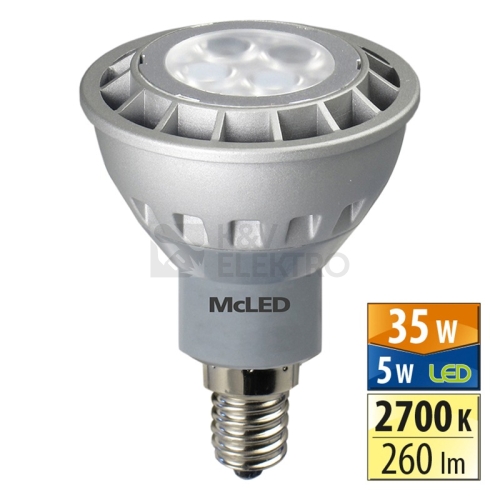 LED žárovka E14 PAR16 McLED 5W (35W) teplá bílá (2700K), reflektor 36° ML-312.073.99.0