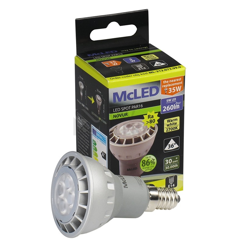 Obrázek produktu LED žárovka E14 PAR16 McLED 5W (35W) teplá bílá (2700K), reflektor 36° ML-312.073.99.0 3