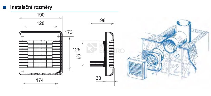 Obrázek produktu Axiální koupelnový ventilátor s automatickou žaluzií a časovým doběhem Blauberg AUTO 125T 1