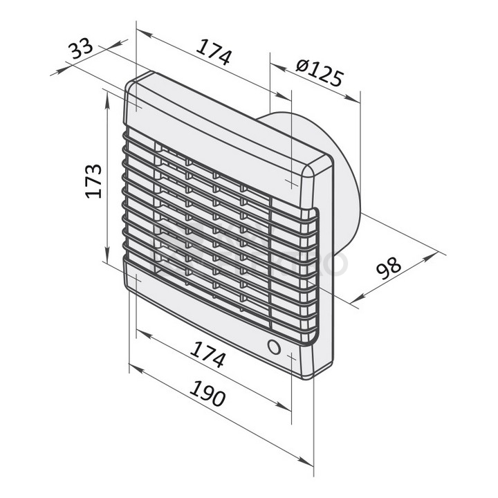 Obrázek produktu Axiální koupelnový ventilátor s automatickou žaluzií VENTS 125 MA 12V 1009209 1