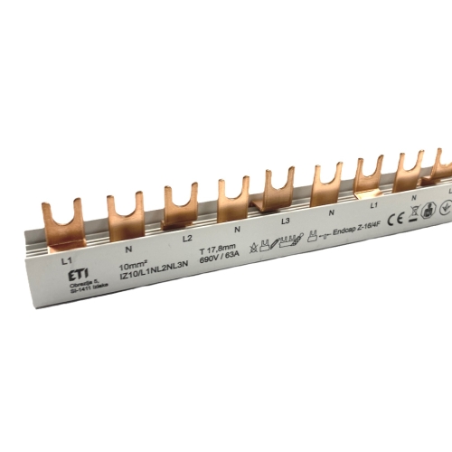 Propojovací lišta ETI IZ10/L1NL2NL3N/54 3p+N (L1,N-L2,N-L3,N) 002921279