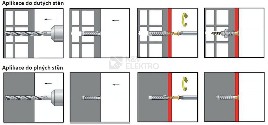 Obrázek produktu Hmoždinky universální Eleman TXPA-C 6x30 s lustrhákem 1734622 (50ks) 1