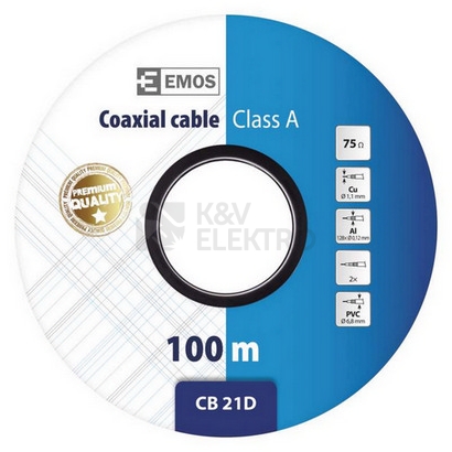 Obrázek produktu Koaxiální kabel bílý CB21D EMOS S5271 metráž 3