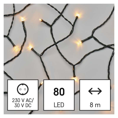 Vánoční osvětlení EMOS D4AV02 ZY1432T 80LED řetěz 8M IP44 jantarová