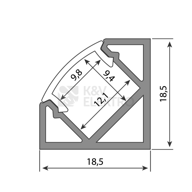 Obrázek produktu  Rohový hliníkový profil McLED RT 19x19mm s mléčným difuzorem 2m ML-761.054.02.2 8