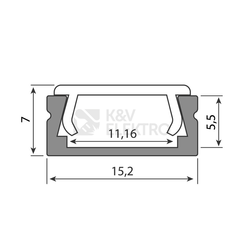 Obrázek produktu  Přisazený hliníkový profil McLED PG 15x7mm s mléčným difuzorem 1m ML-761.001.02.1 4