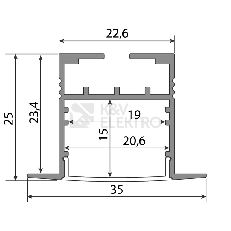 Obrázek produktu Vestavný hliníkový profil McLED AD 35x25mm s mléčným difuzorem 2m ML-761.005.07.2 6