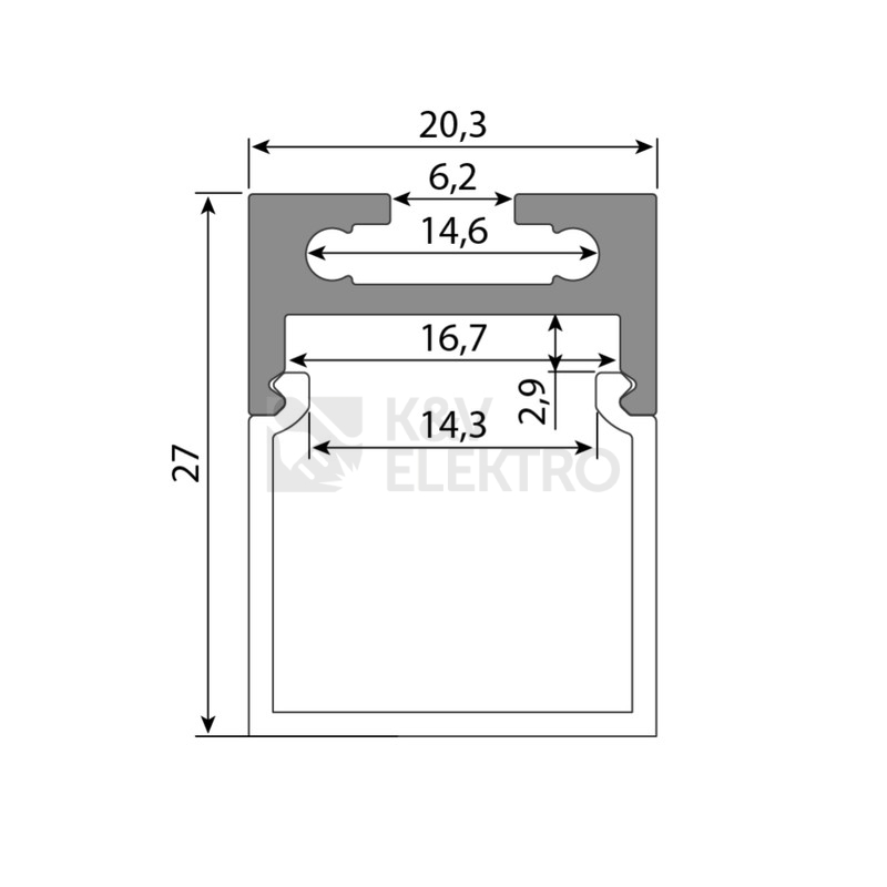 Obrázek produktu Závěsný hliníkový profil McLED ZR 20x27mm s mléčným difuzorem 2m ML-761.018.43.2 10