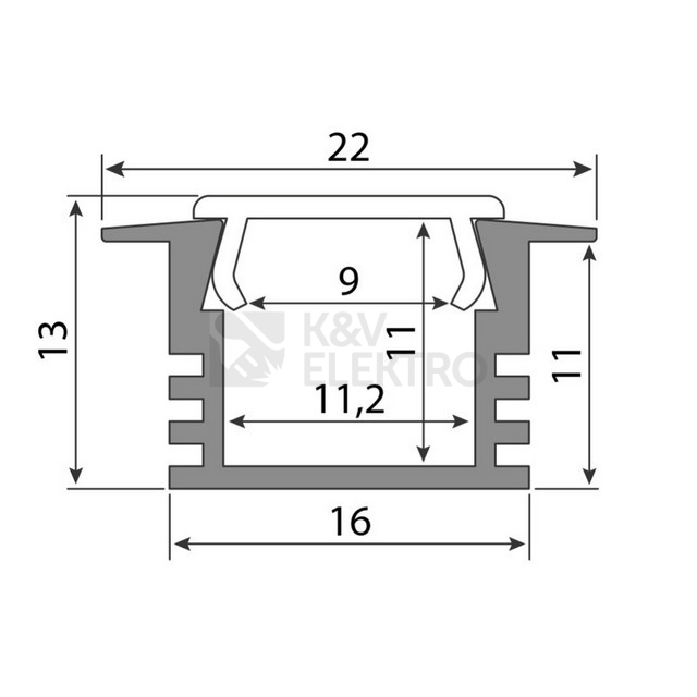 Obrázek produktu  Vestavný hliníkový profil McLED VL 22x13mm s mléčným difuzorem 2m ML-761.032.02.2 5